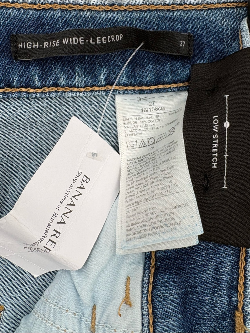 Banana Republic High Rise Wide Leg Crop Jeans 27 Raw Hem NWT Medium Wash - Picture 10 of 12